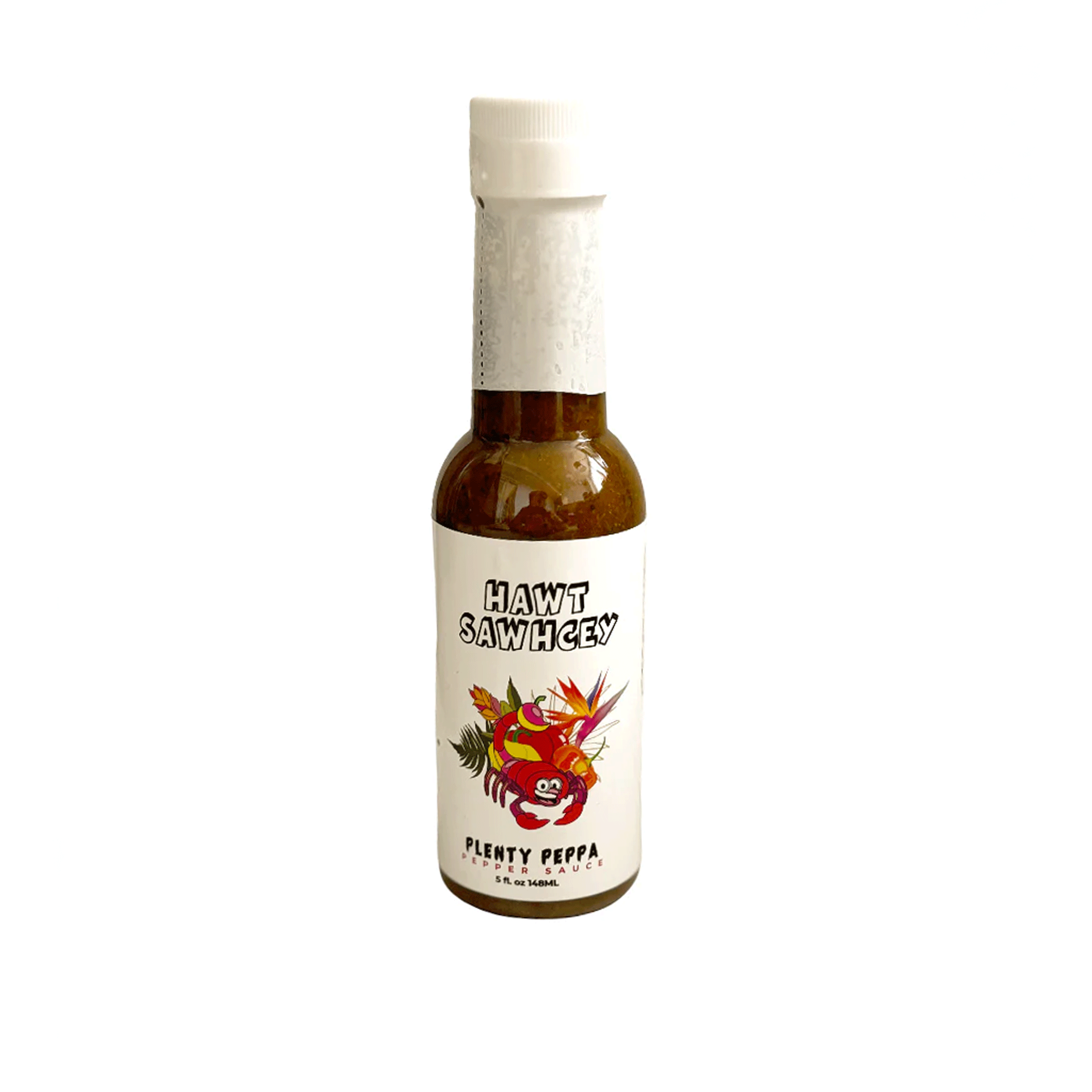 Plenty Peppa Moruga Scorpion hot sauce bottle by Hawt Sawhcey